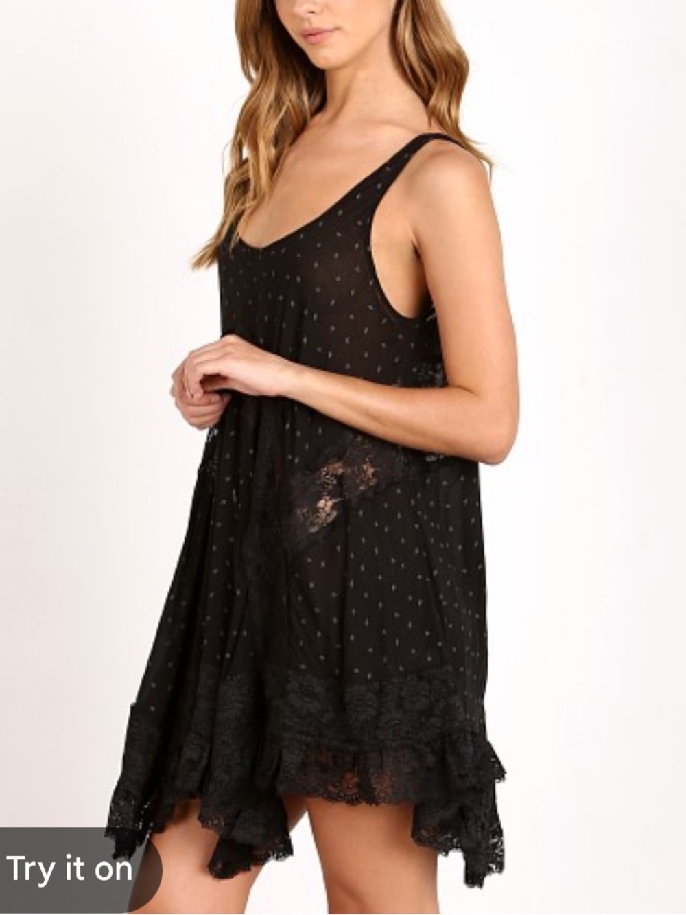 Free People She Swings Slip FP Intimately Black Combo size Small Tunic Mini
